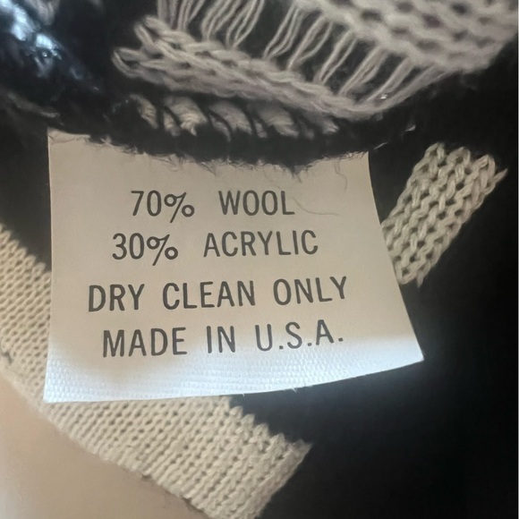 Lido Sports 80s True Vintage Ski Lodge Wool Graphic Sweater Black & White XS / S - Picture 7 of 7